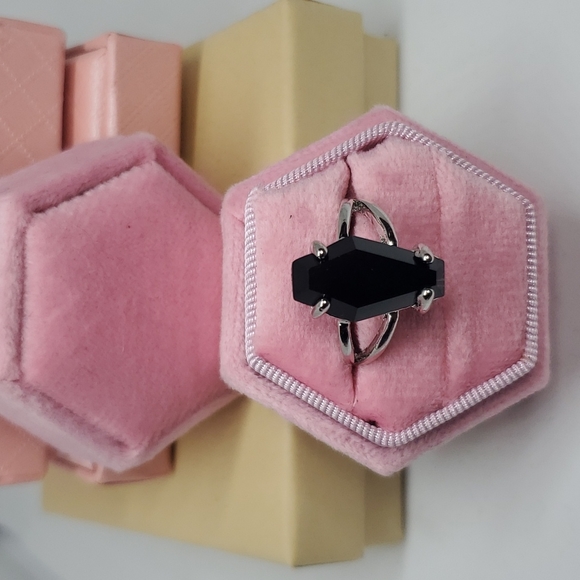 New Black Onyx & Sterling Silver Coffin Ring - Picture 3 of 11